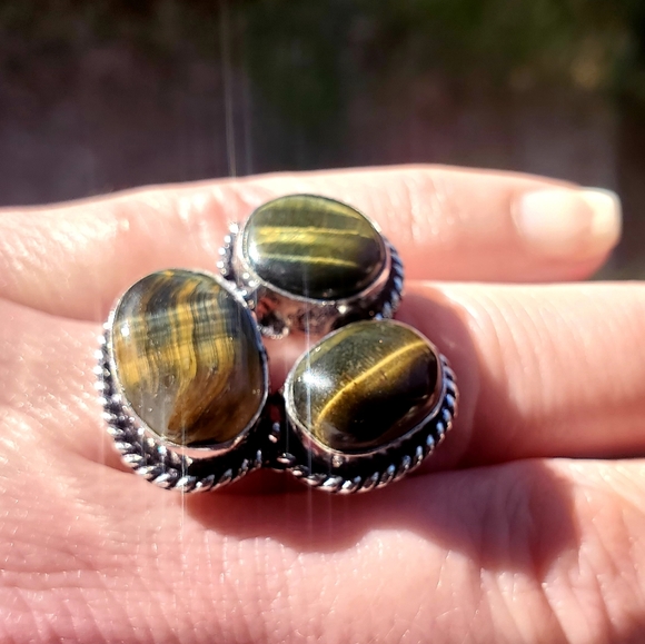 New Tiger Eye 925 Silver Ring. - Picture 6 of 16